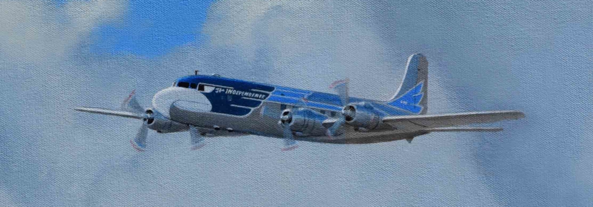 Oil painting on canvas of VC-118 Independence.