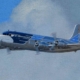 Oil painting on canvas of VC-118 Independence.
