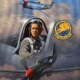 A painting of Tuskegee Airman by Stan Stokes. The painting is on display at the Palm Springs Air Museum.