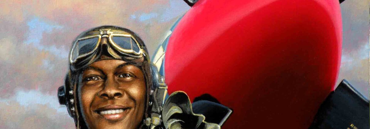 Stan Stokes painting of Tuskegee Airman Colonel William Campbell